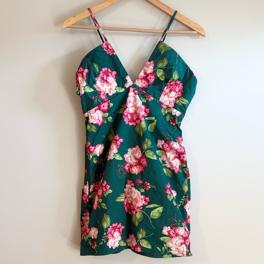 Green Floral Mini Dress